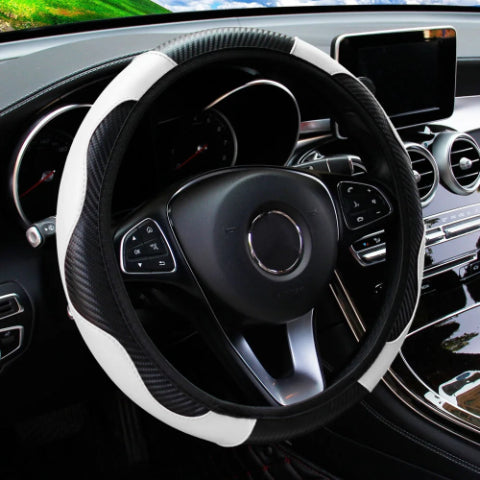 PU Carbon Fiber Leather Car Steering Wheel Cover Breathable and Anti Slip