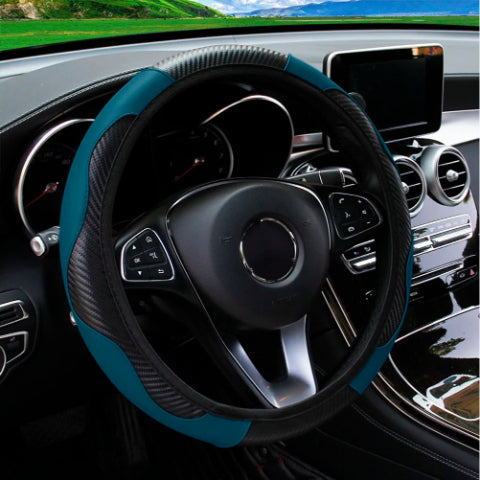 PU Carbon Fiber Leather Car Steering Wheel Cover Breathable and Anti Slip