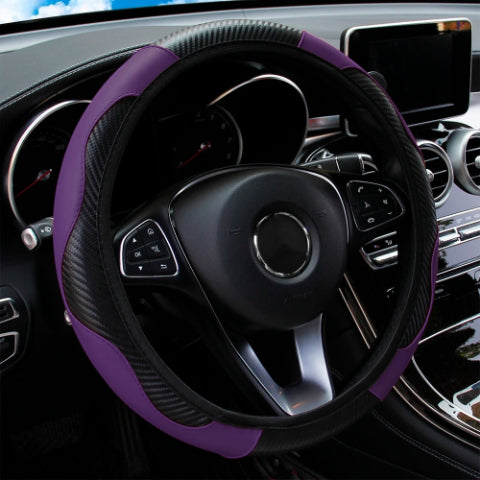 PU Carbon Fiber Leather Car Steering Wheel Cover Breathable and Anti Slip