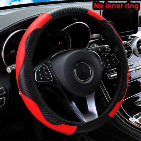 PU Carbon Fiber Leather Car Steering Wheel Cover Breathable and Anti Slip
