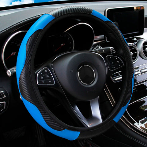 PU Carbon Fiber Leather Car Steering Wheel Cover Breathable and Anti Slip