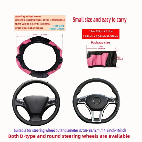 PU Carbon Fiber Leather Car Steering Wheel Cover Breathable and Anti Slip