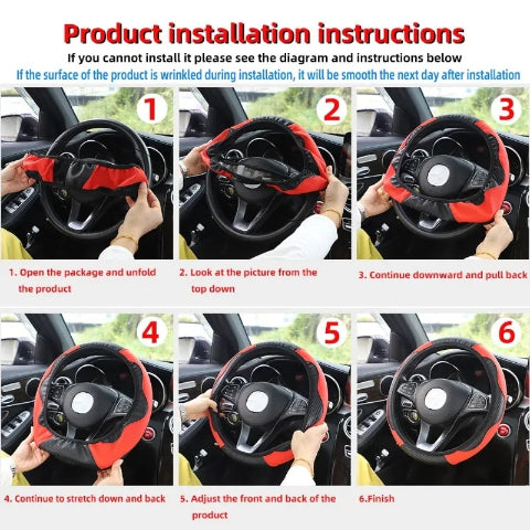 PU Carbon Fiber Leather Car Steering Wheel Cover Breathable and Anti Slip