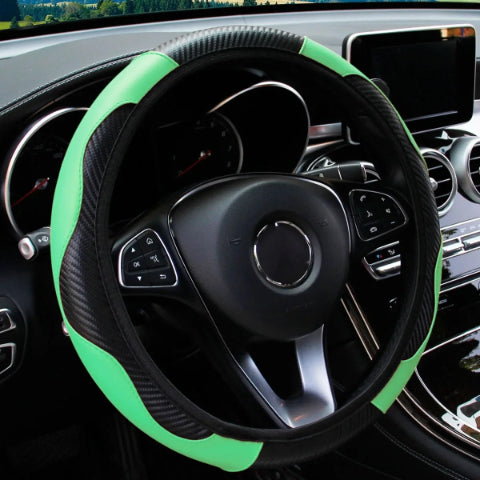 PU Carbon Fiber Leather Car Steering Wheel Cover Breathable and Anti Slip